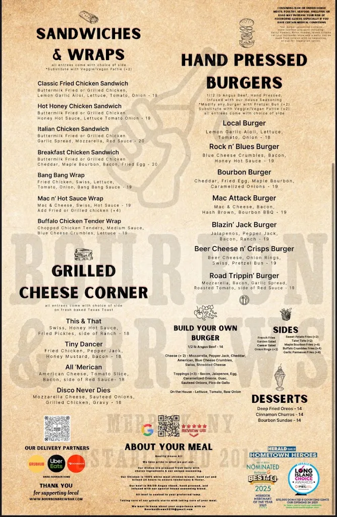 Menu_Bourbon & Brews_Merrick, NY_image_old_2
