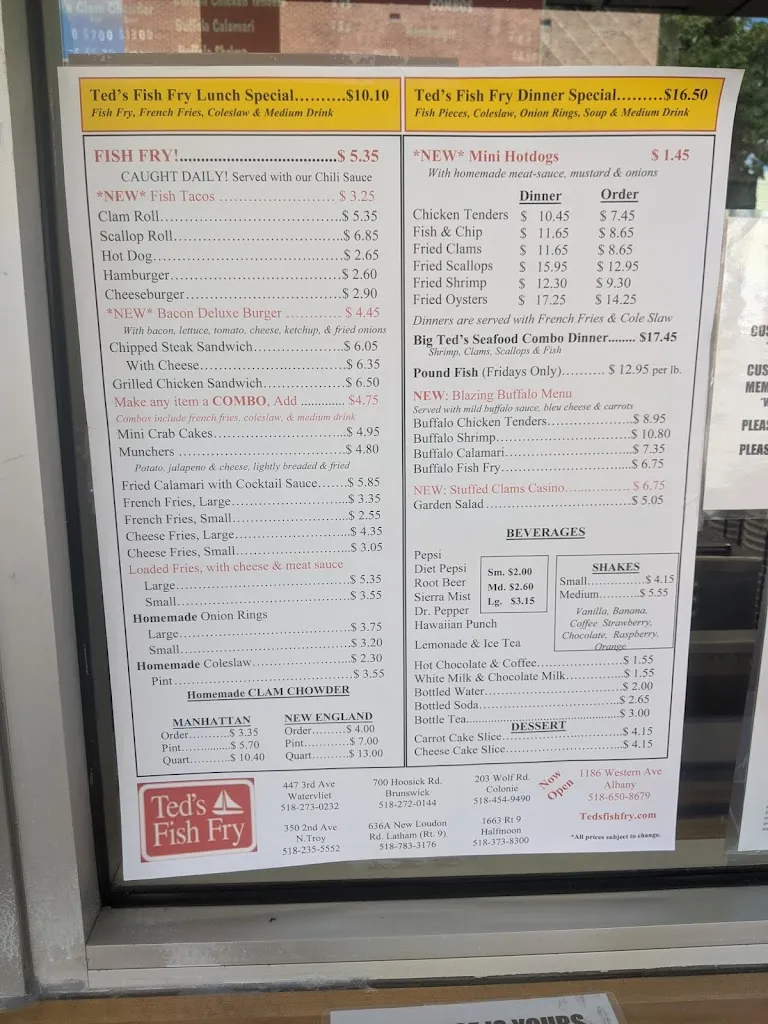 Menu_Ted's Fish Fry_Watervliet, NY_image_old_3