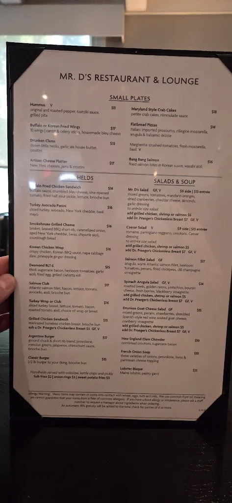 Menu_Mr. D's Restaurant & Lounge_660 Albany Shaker Rd, Albany_image_old_3