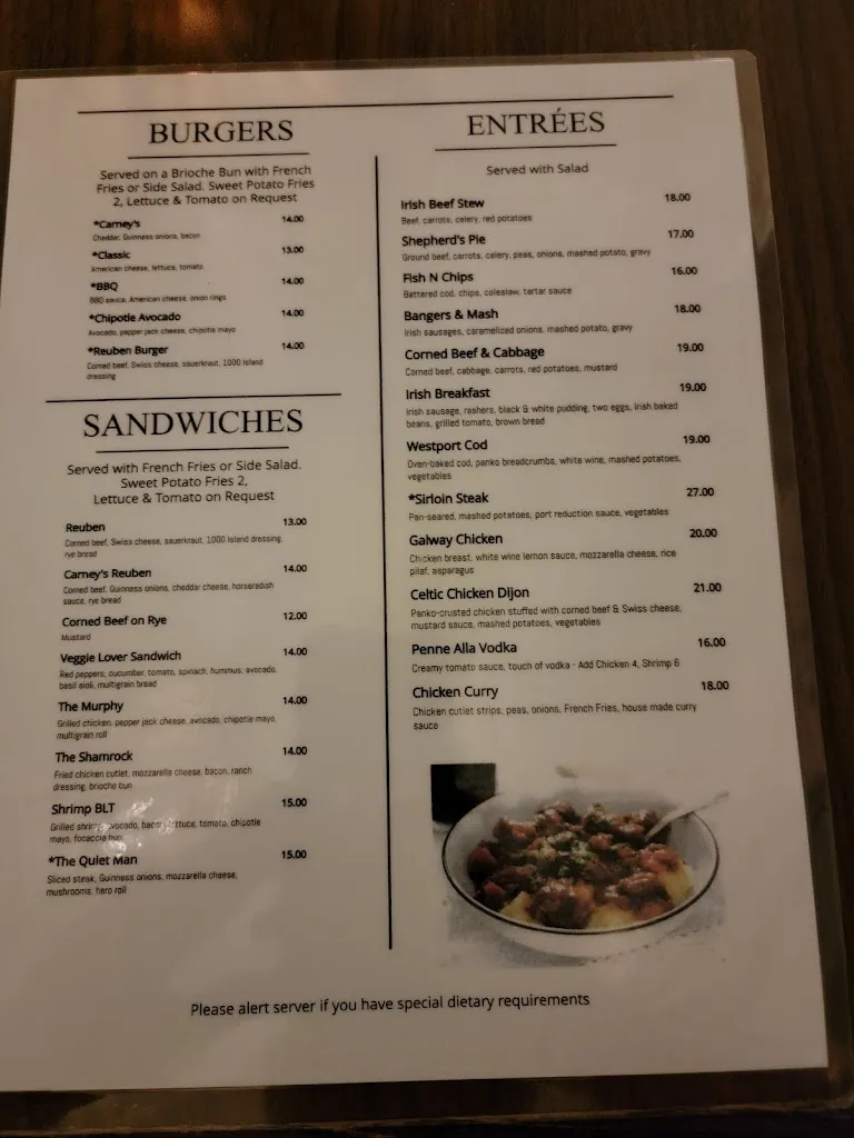 Menu_Carney's Irish Pub & Restaurant_Amityville, NY_image_old_1