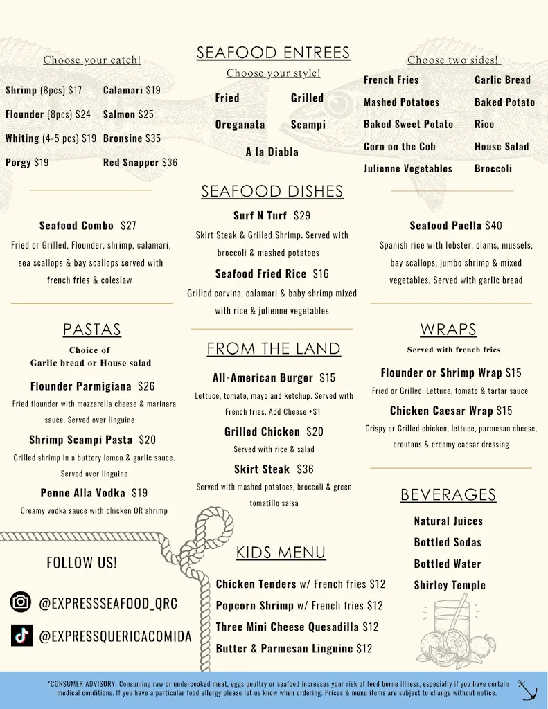 Menu_Express Seafood Que Rica Comida!_North Merrick, NY_image_old_2