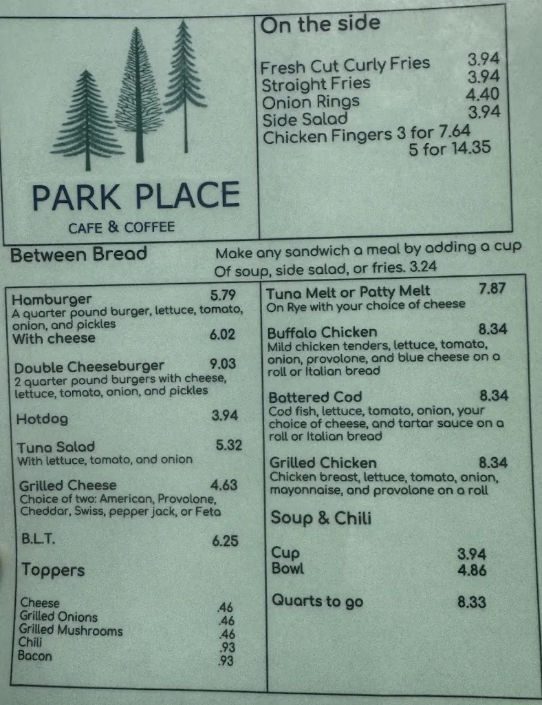 Menu_Park Place Restaurant_Olcott, NY_image_old_2