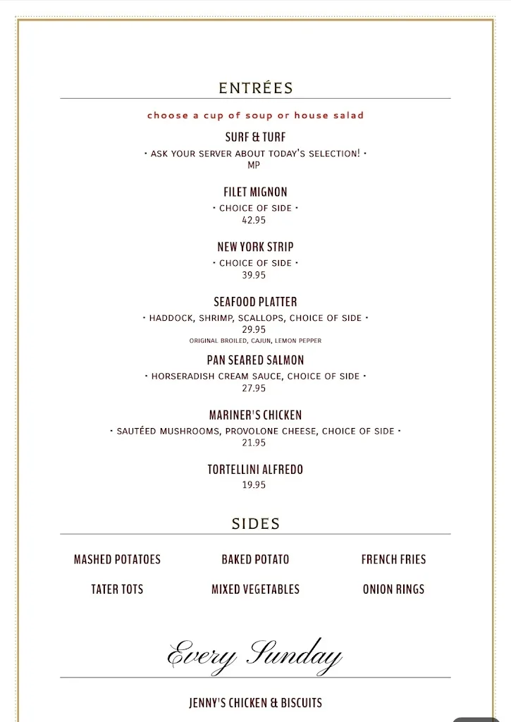 Menu_Mariner's Landing_Olcott, NY_image_old_3