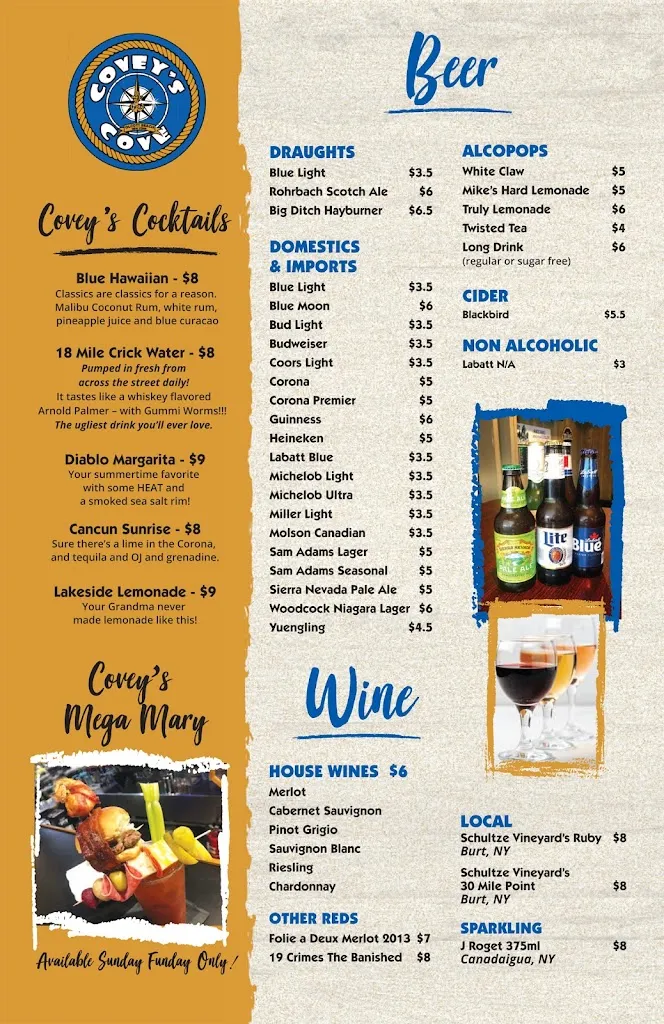 Menu_Covey's Cove_Olcott, NY_image_old_2