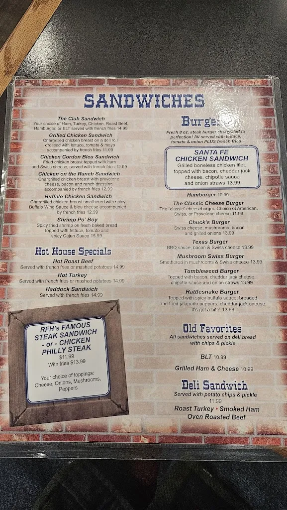 Menu_R F H's Hide-A-Way_Phoenix, NY_image_old_1