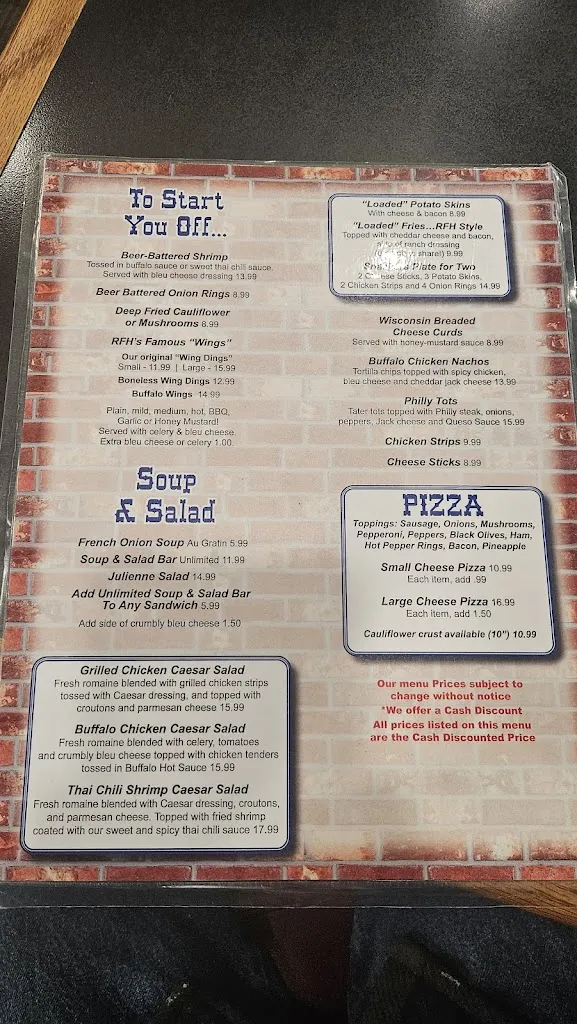 Menu_R F H's Hide-A-Way_Phoenix, NY_image_old_2