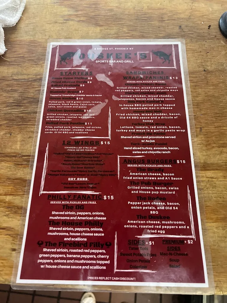 Menu_Duskee's Sports Bar & Grill_Phoenix, NY_image_old_2