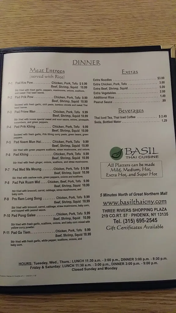 Menu_Basil Thai Cuisine_Phoenix, NY_image_old_1