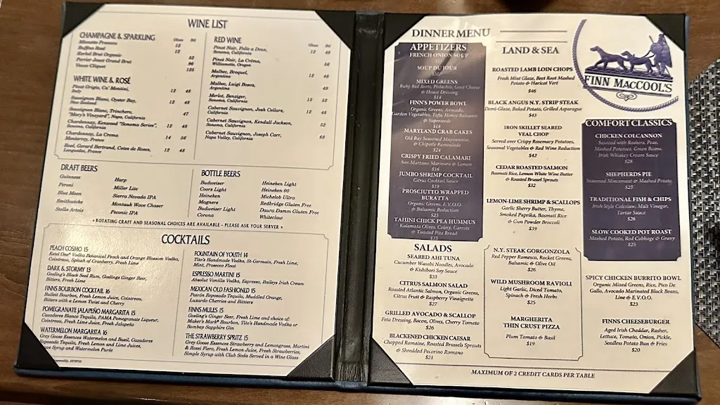 Menu_Finn MacCools_Port Washington, NY_image_old_2