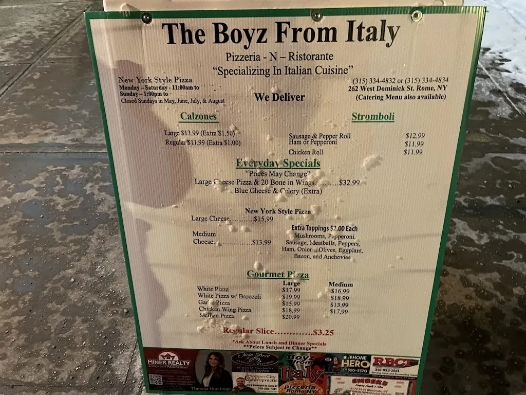 Menu_Boyz From Italy_Rome, NY_image_old_2