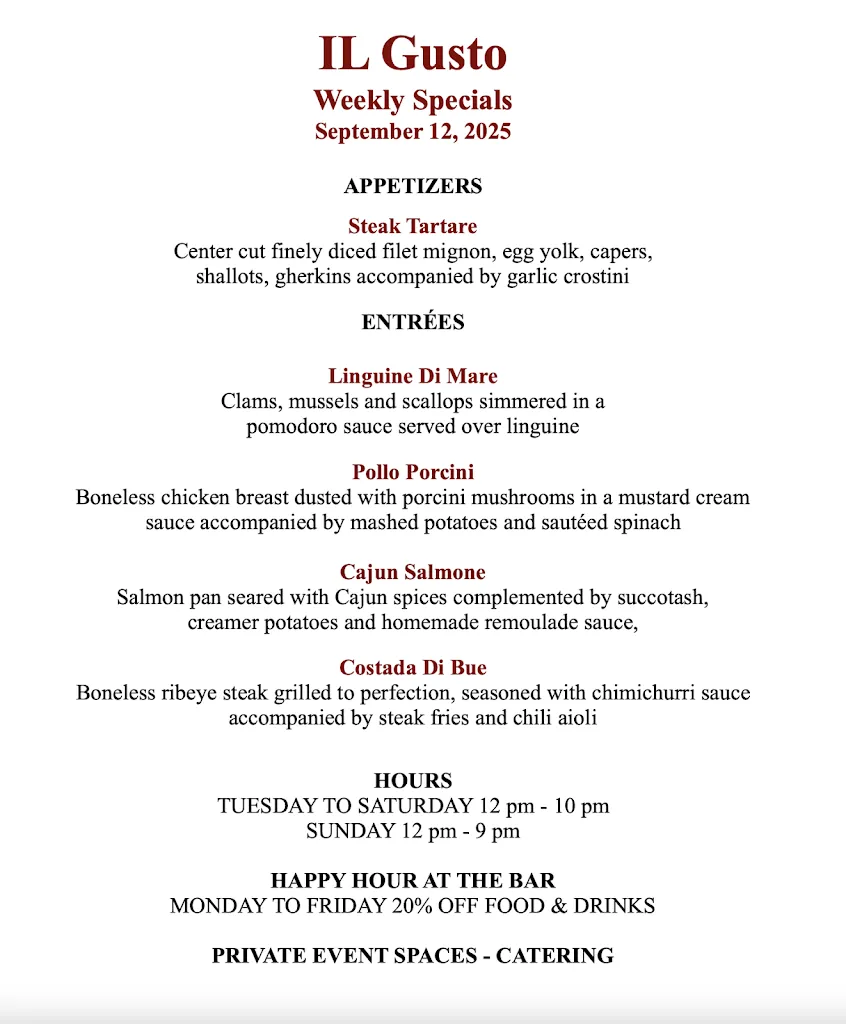 Menu_Il Gusto Italian Restaurant & Catering_Tuckahoe, NY_image_old_1