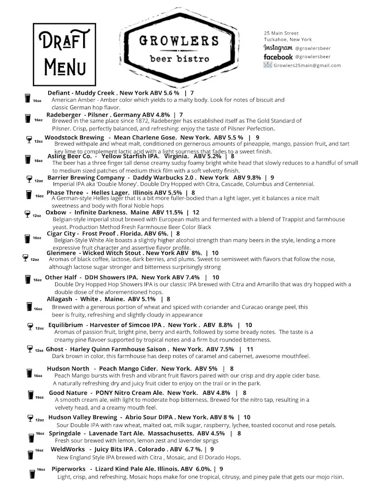Menu_Growlers Beer Bistro_Tuckahoe, NY_image_old_2