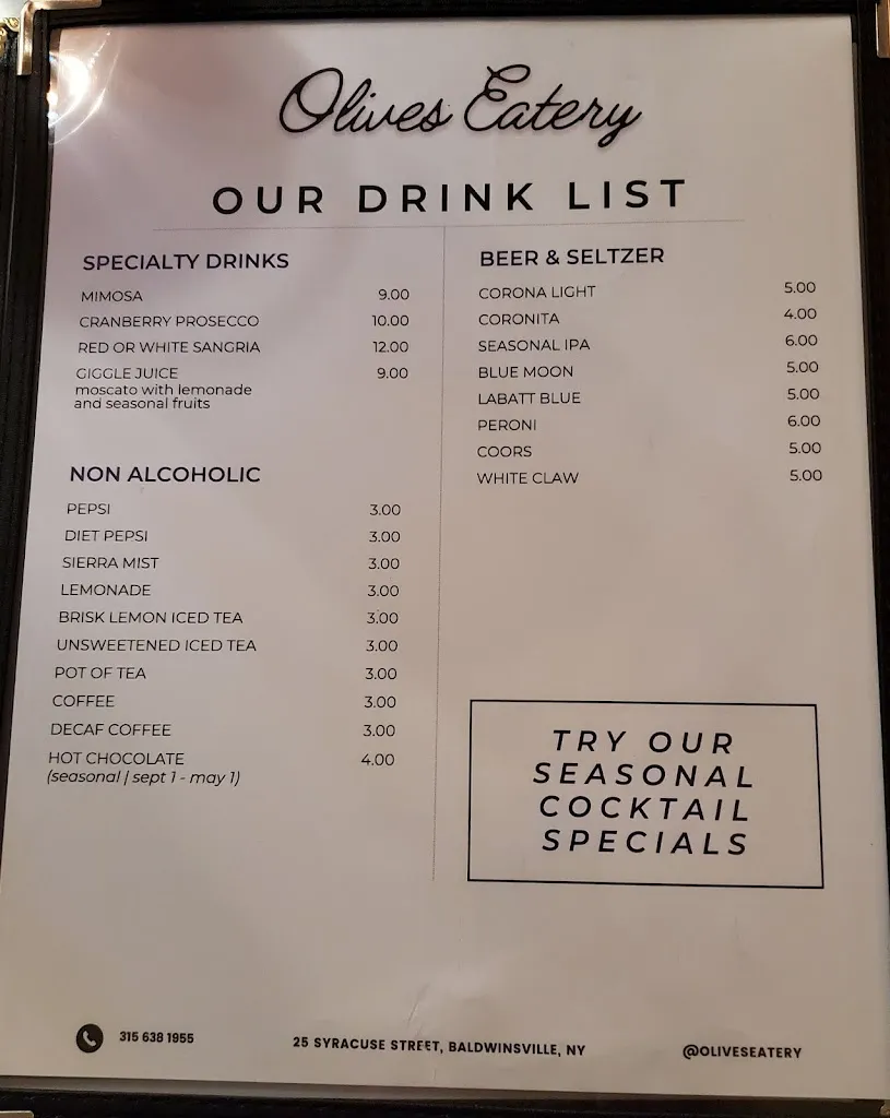 Menu_Olives Eatery and Shoppes_Baldwinsville, NY_image_old_1