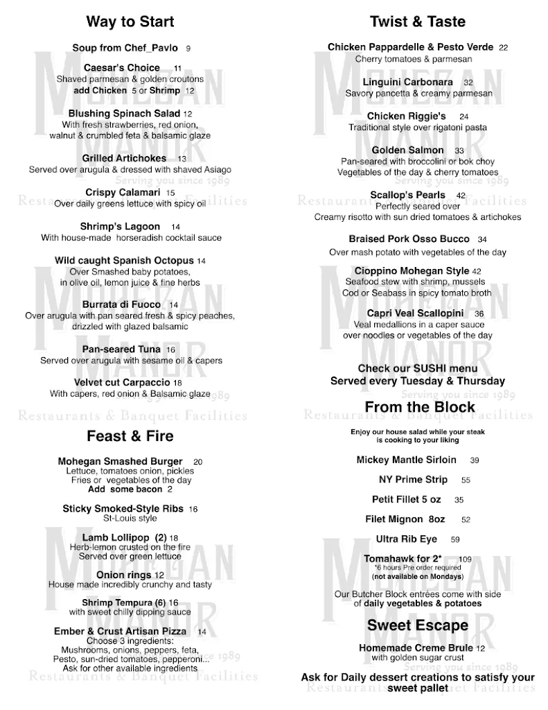 Menu_Mohegan Manor Restaurant & Lounge_Baldwinsville, NY_image_old_1