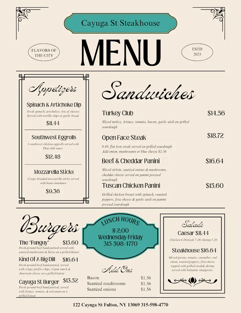 Menu_Cayuga St Steakhouse_Fulton, NY_image_old_1