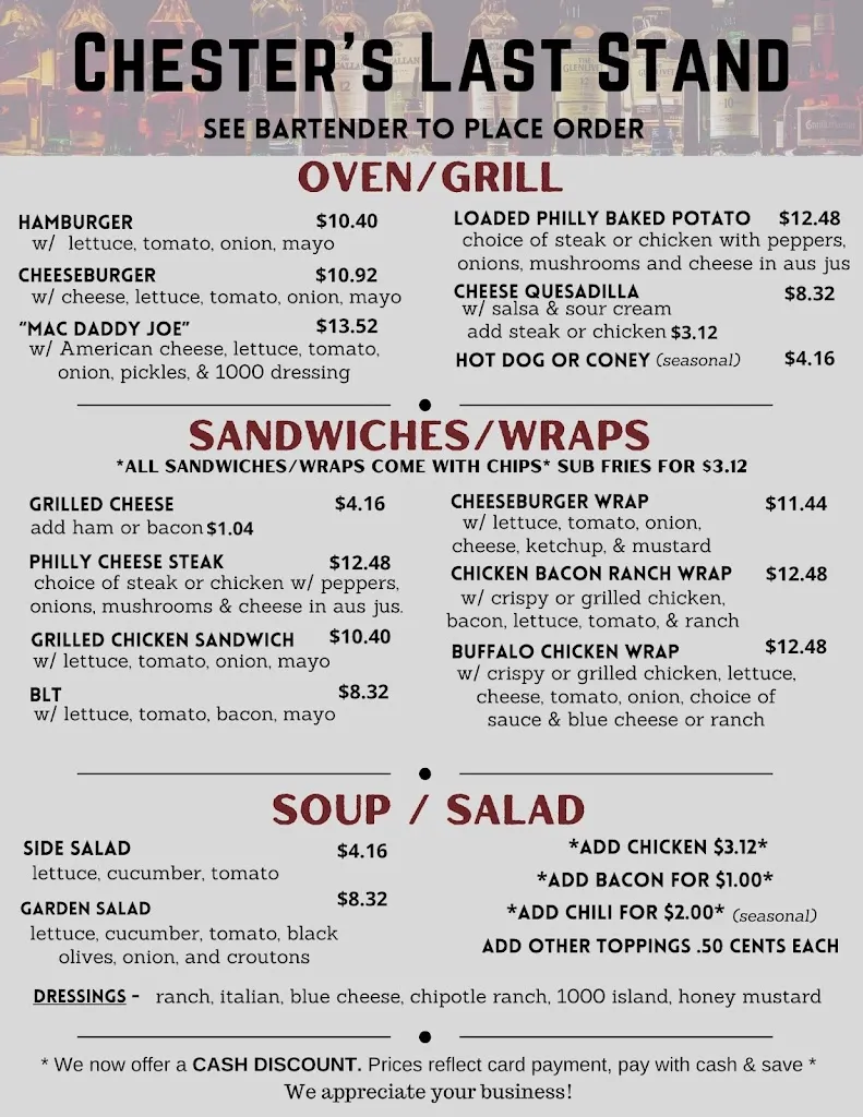 Menu_Chester’s Last Stand_Fulton, NY_image_old_1