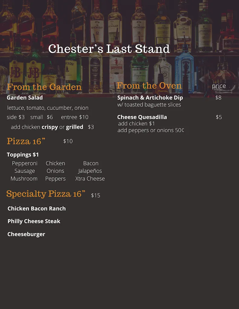 Menu_Chester’s Last Stand_Fulton, NY_image_old_3
