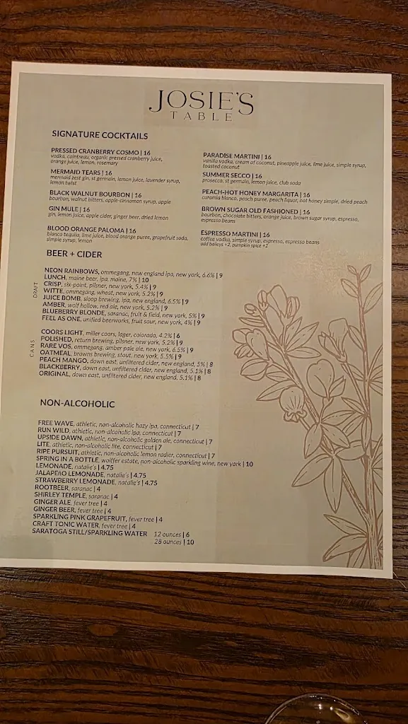 Menu_Josie's Table_Albany, NY_image_old_1