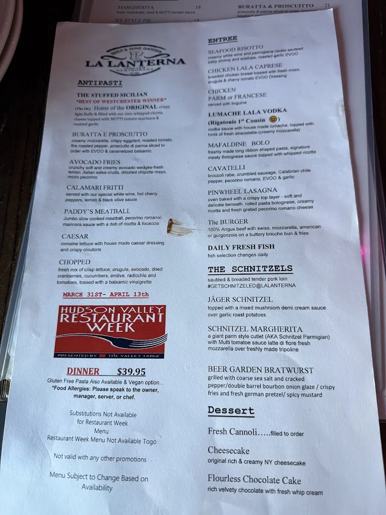 Menu_La Lanterna Restaurant Wine & Beer Garden_Yonkers, NY_image_old_1