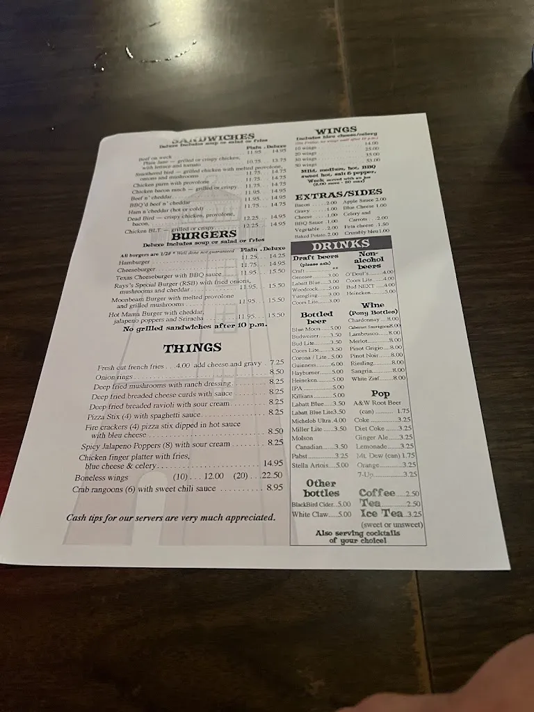 Menu_Ray's Diner and Tavern_Youngstown, NY_image_old_1
