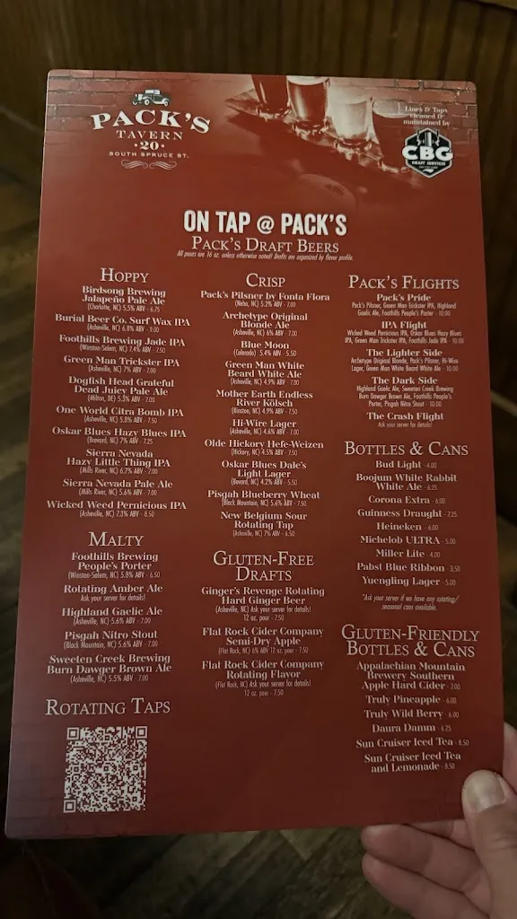 Menu_Pack's Tavern_Asheville, NC_image_old_2