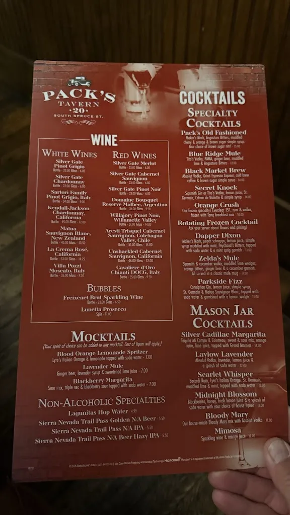 Menu_Pack's Tavern_Asheville, NC_image_old_3