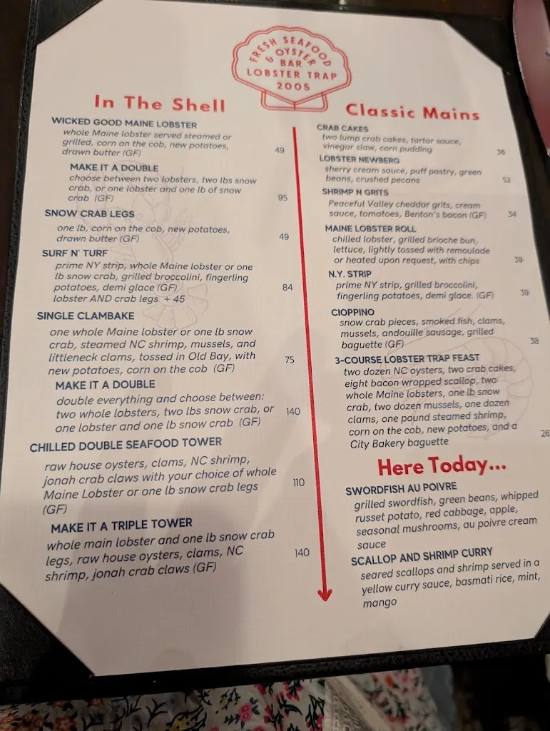 Menu_The Lobster Trap_Asheville, NC_image_old_1