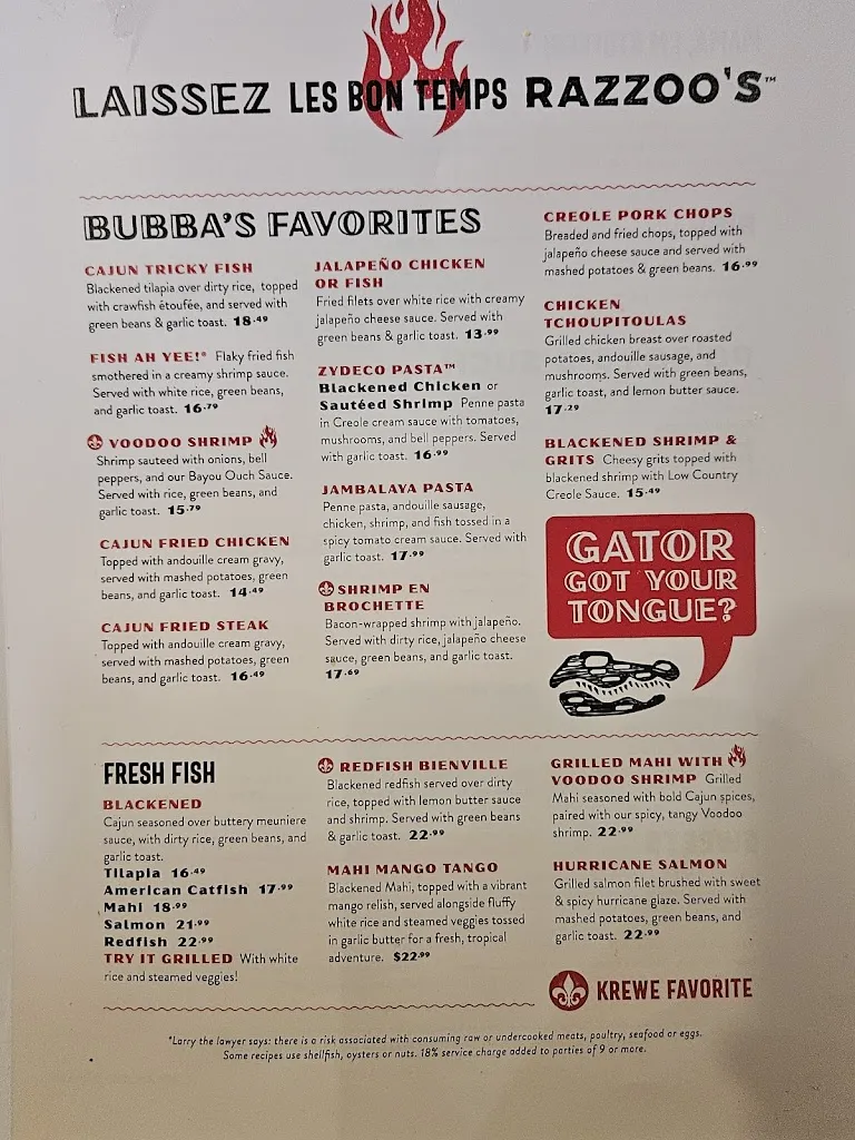 Menu_Razzoo's Cajun Cafe_Concord, NC_image_old_1