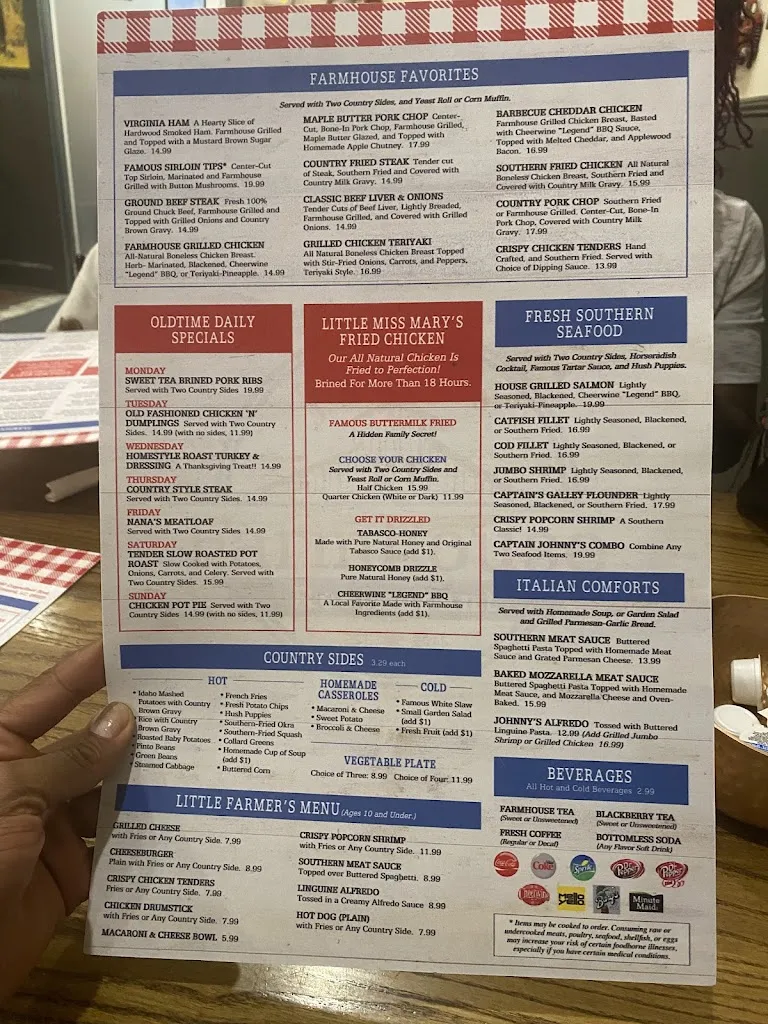 Menu_Johnny's Farmhouse Restaurant_Concord, NC_image_old_2