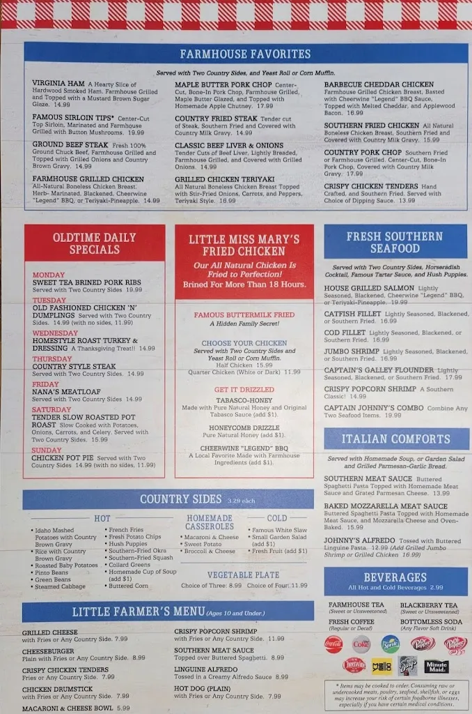 Menu_Johnny's Farmhouse Restaurant_Concord, NC_image_old_3