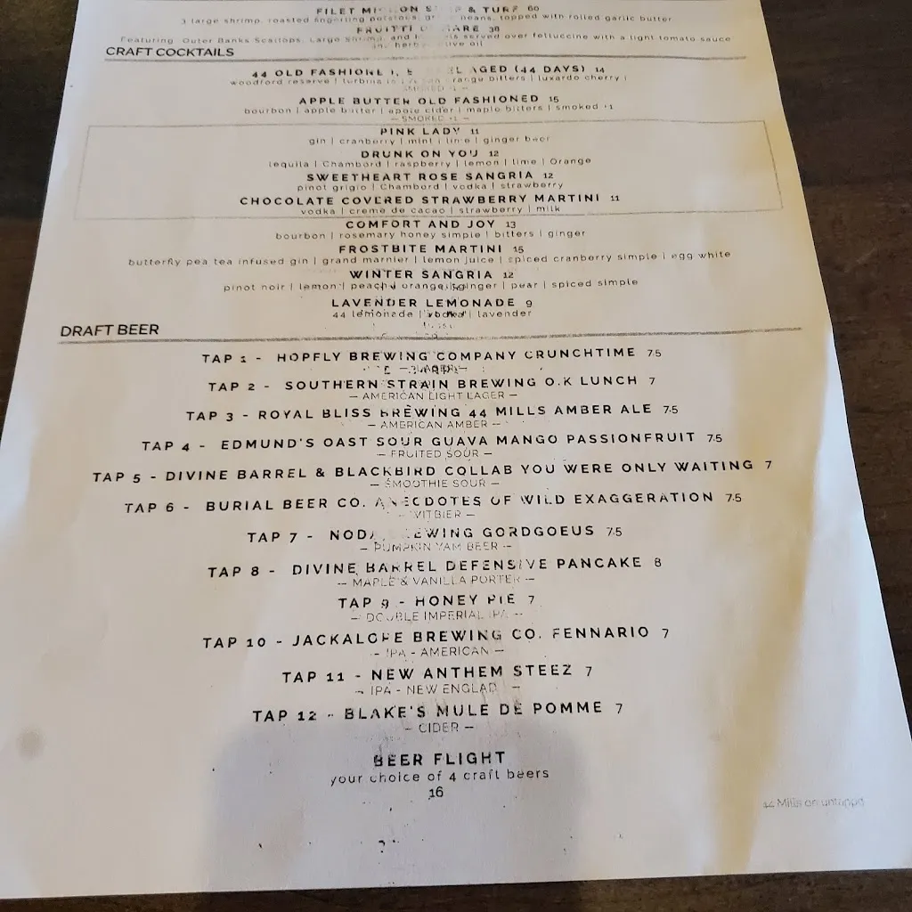 Menu_44 Mills Kitchen & Tap_Concord, NC_image_old_2