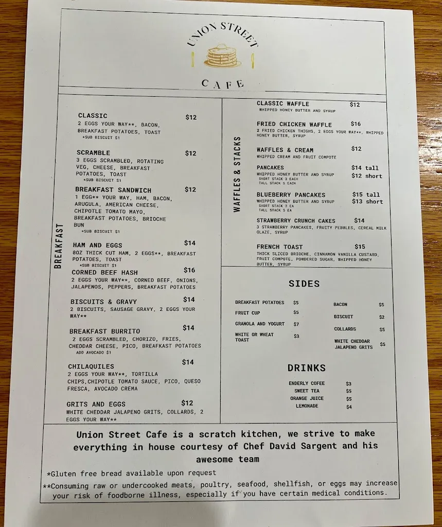 Menu_Union Street Cafe_Concord, NC_image_old_1