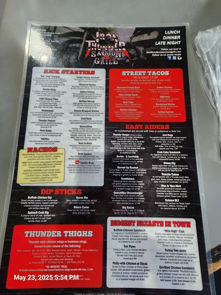 Menu_Iron Thunder Saloon & Grill Concord_Concord, NC_image_old_3
