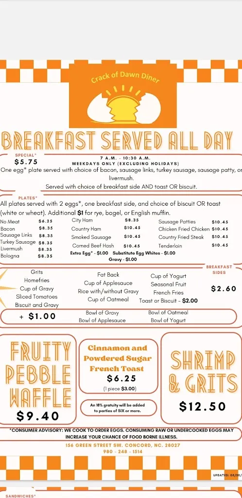 Menu_Crack of Dawn Diner_Concord, NC_image_old_3