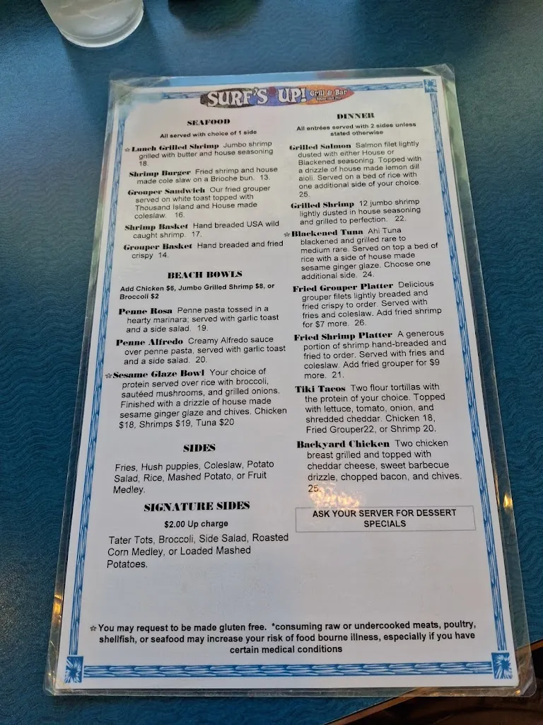Menu_Surf's Up Grill & Bar_Emerald Isle, NC_image_old_1
