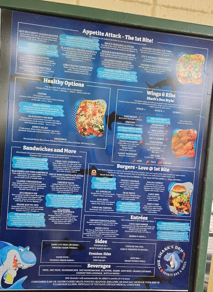 Menu_Shark's Den Sports Bar & Grill_Emerald Isle, NC_image_old_1
