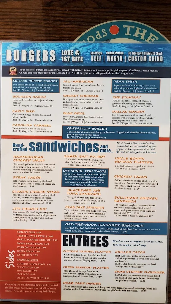 Menu_Shark's Den Sports Bar & Grill_Emerald Isle, NC_image_old_3