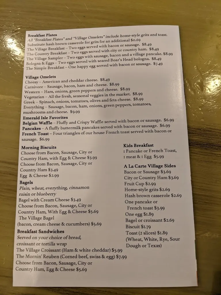 Menu_The Village Market_Emerald Isle, NC_image_old_2
