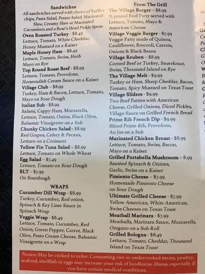Menu_The Village Market_Emerald Isle, NC_image_old_3
