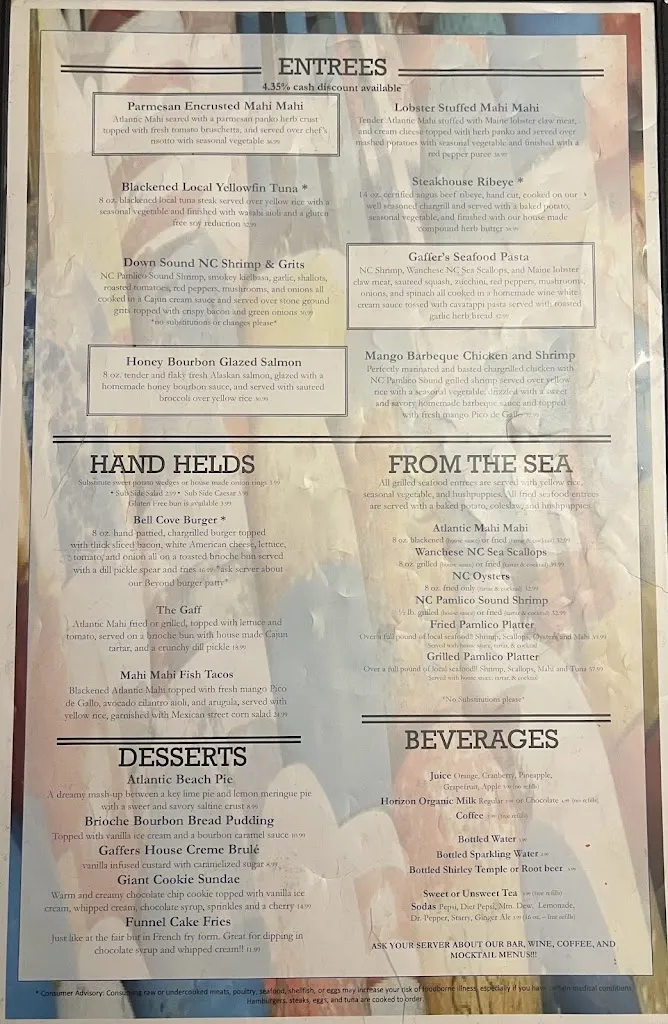 Menu_Gaffer's_Emerald Isle, NC_image_old_2