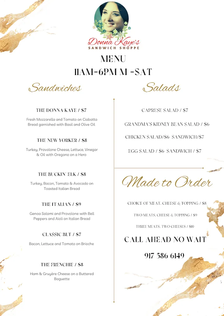 Menu_Donna Kaye's Sandwich Shoppe_120 E Main St, Elkin_image_old_3