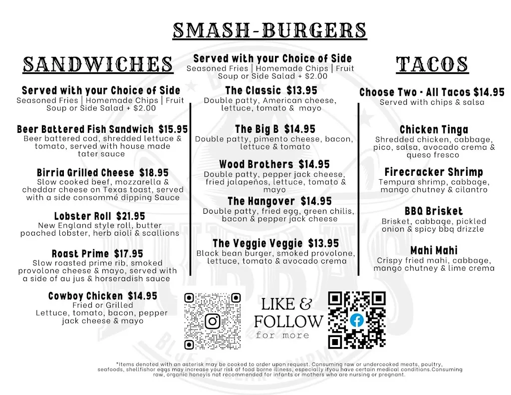 Menu_Bubba's Bunkhouse_Harrisburg, NC_image_old_1