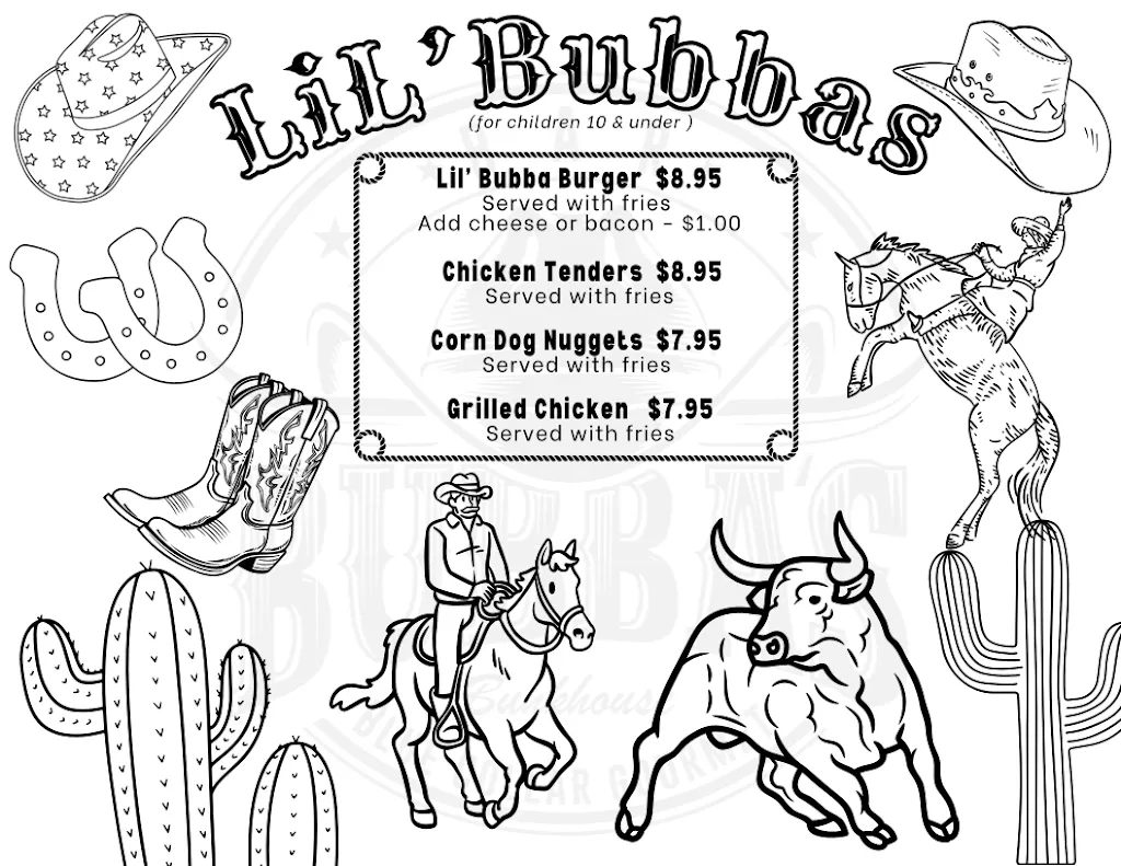 Menu_Bubba's Bunkhouse_Harrisburg, NC_image_old_2