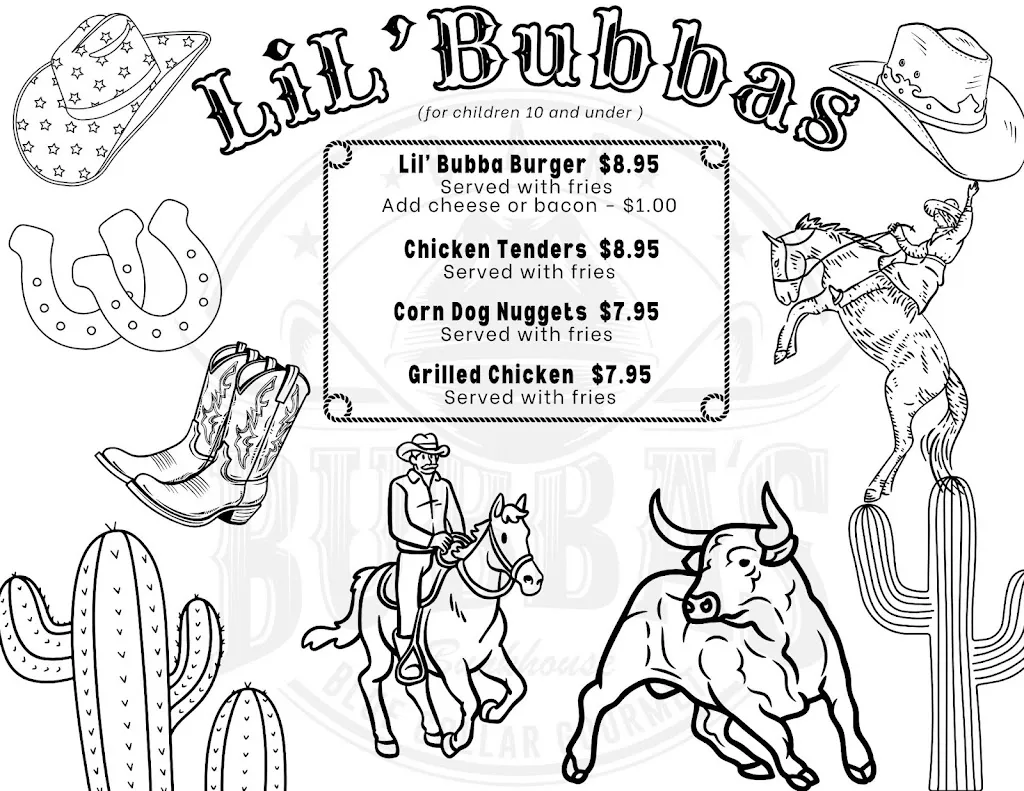 Menu_Bubba's Bunkhouse_Harrisburg, NC_image_old_3