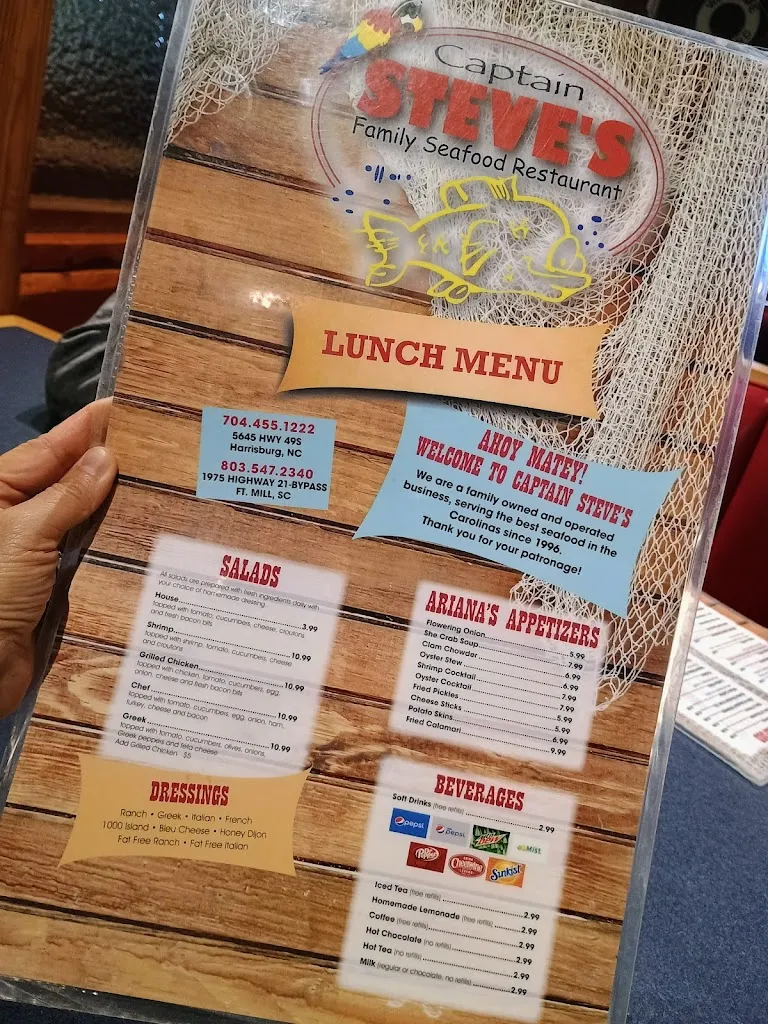 Menu_Captain Steve's Family Seafood Restaurant_Harrisburg, NC_image_old_3