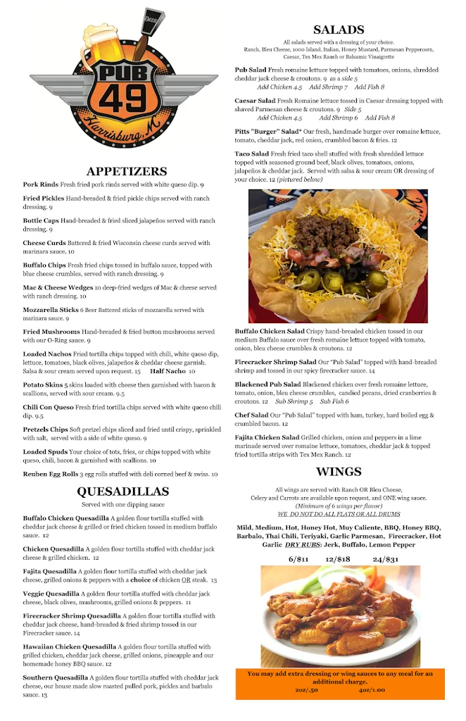 Menu_Pub 49_Harrisburg, NC_image_old_2