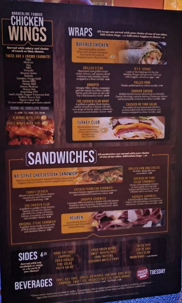 Menu_Three Monkeys Tavern and Grill_Harrisburg, NC_image_old_3