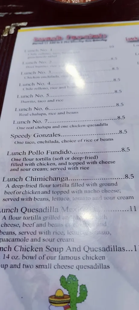 Menu_La Unica Mexican Restaurant Harrisburg_Harrisburg, NC_image_old_3
