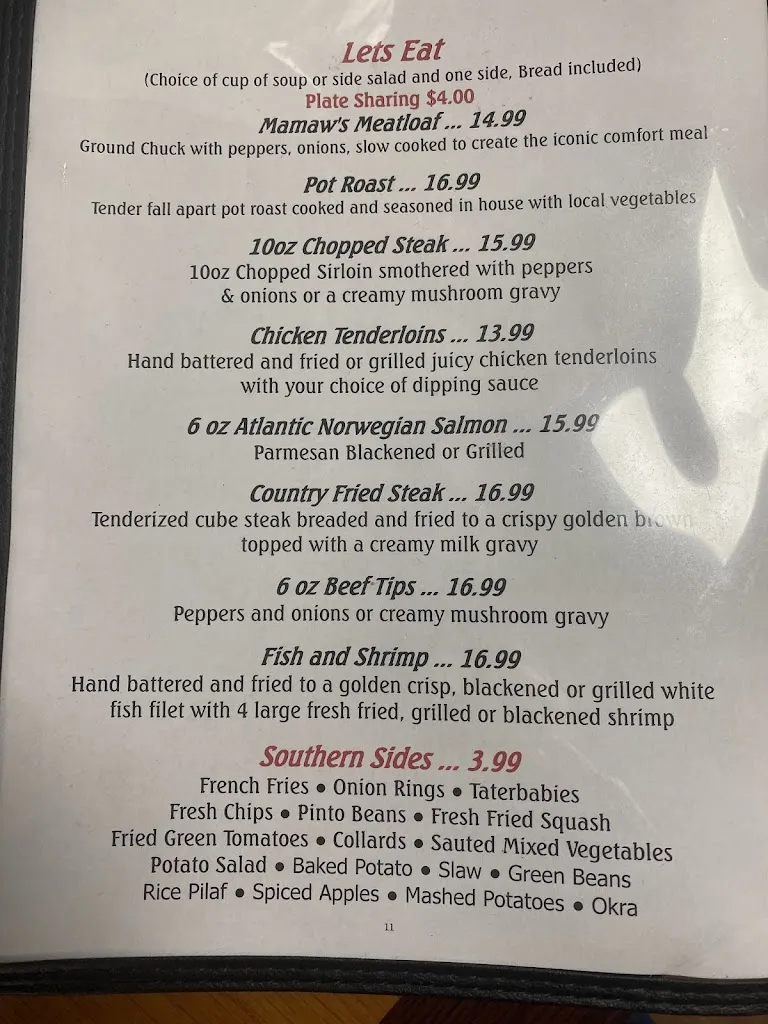 Menu_Waylon & Honey’s Southern Kitchen_Waynesville, NC_image_old_1