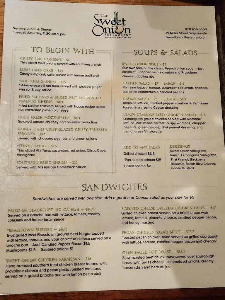 Menu_Sweet Onion_Waynesville, NC_image_old_1
